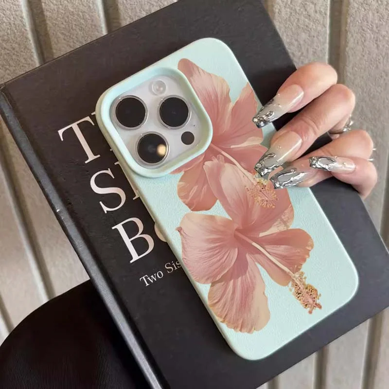 Элегантный чехол для телефона с розовым гибискусом для iPhone XS XR X 16 15 14 13 12 11 Pro Max 7 8 Plus с рисунком Y2k, противоударная мягкая задняя крышка