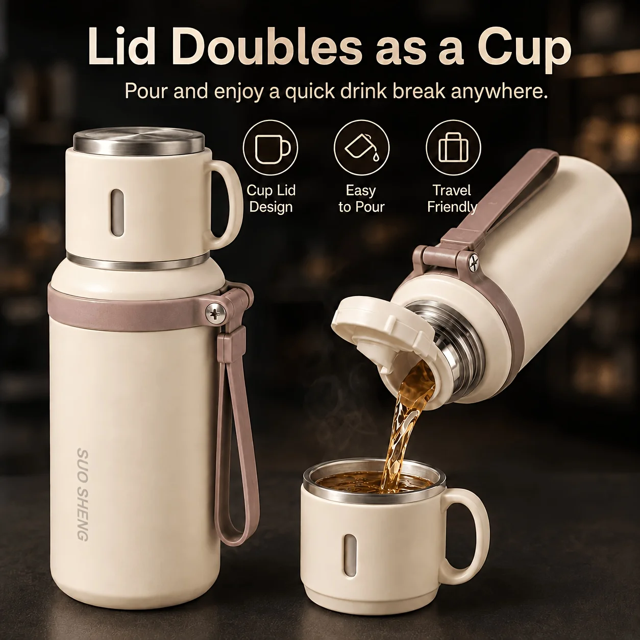 Large Capacity 316 Stainless Insulated Bottle Flask - Heavy-Duty Insulated Water Bottle with One-Touch Lid