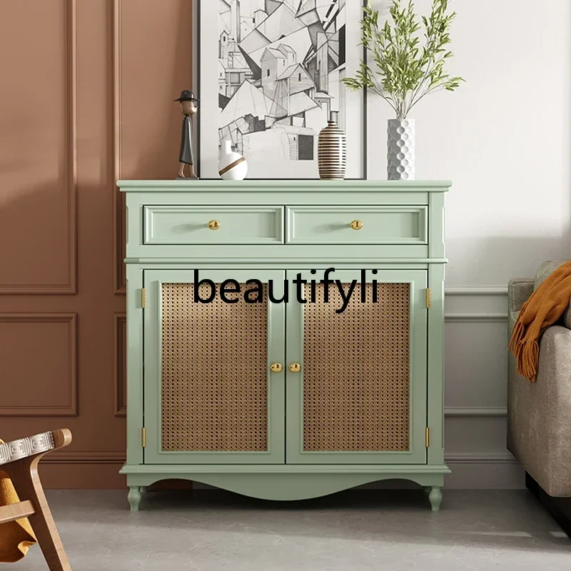 

D2520 American rattan shoe cabinet household door porch cabinet light luxury Japanese storage cabinet