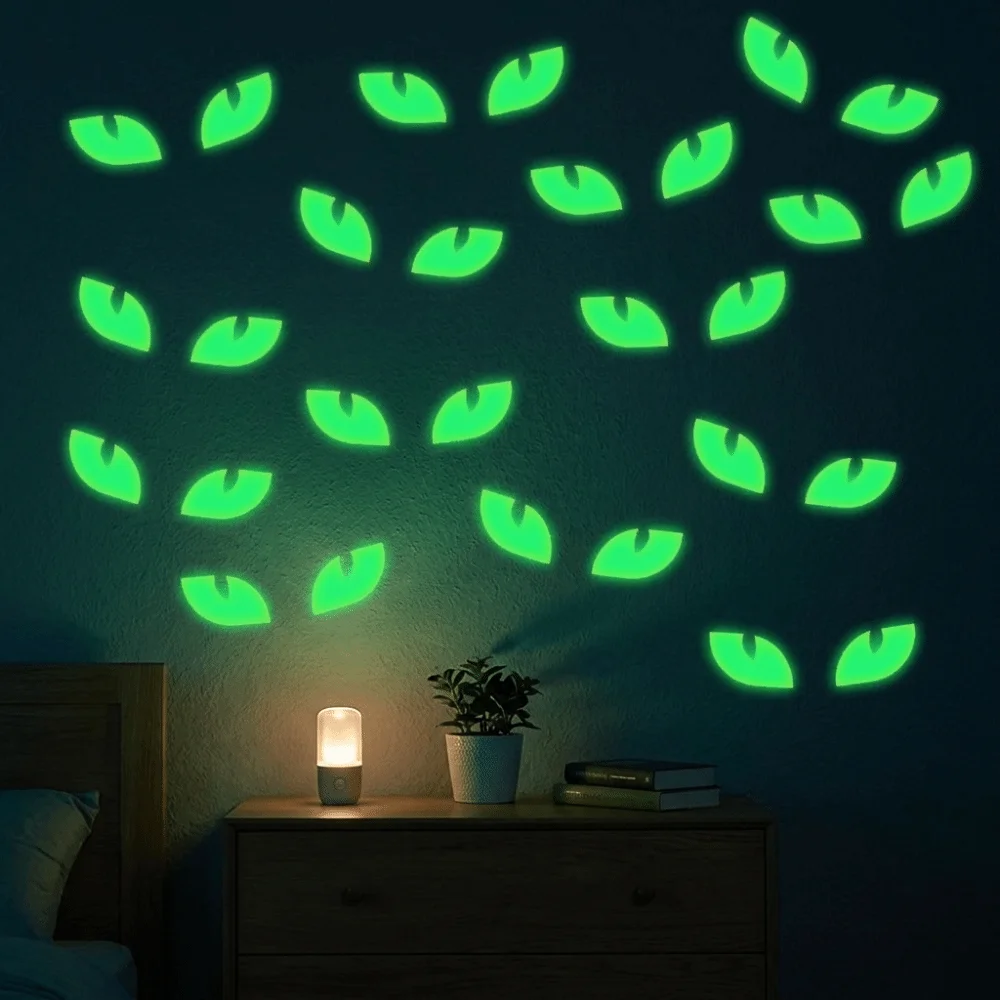 PVC Peeking Eyes Decals Self Adhesive Non-Damaging Window Stickers Removable Realistic Glow In The Dark Stickers Home Decor