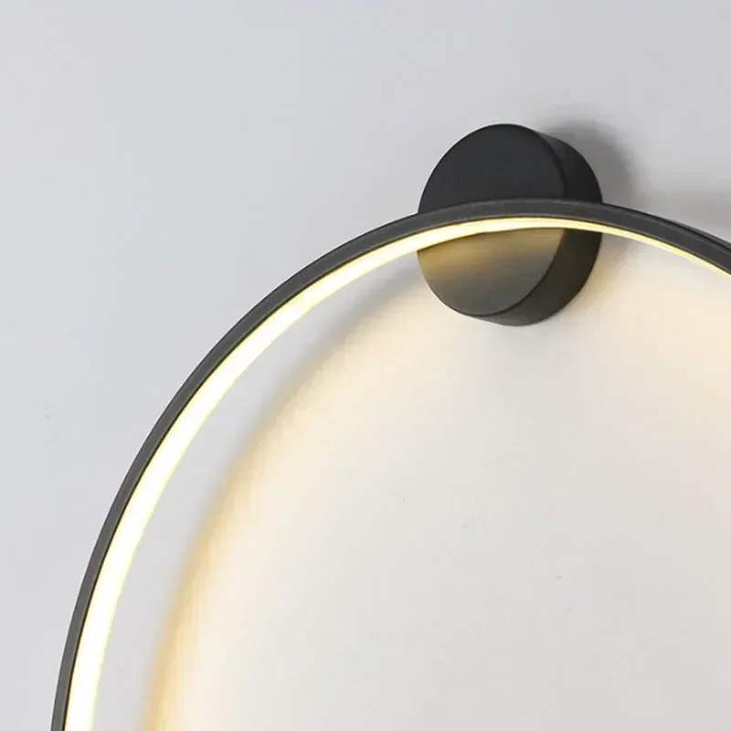 Minimalist LED Circle Background Wall Lamp Home Indoor Decor Wall Sconces Living Room Hall Hotel Wall Lights Bedside Light Black