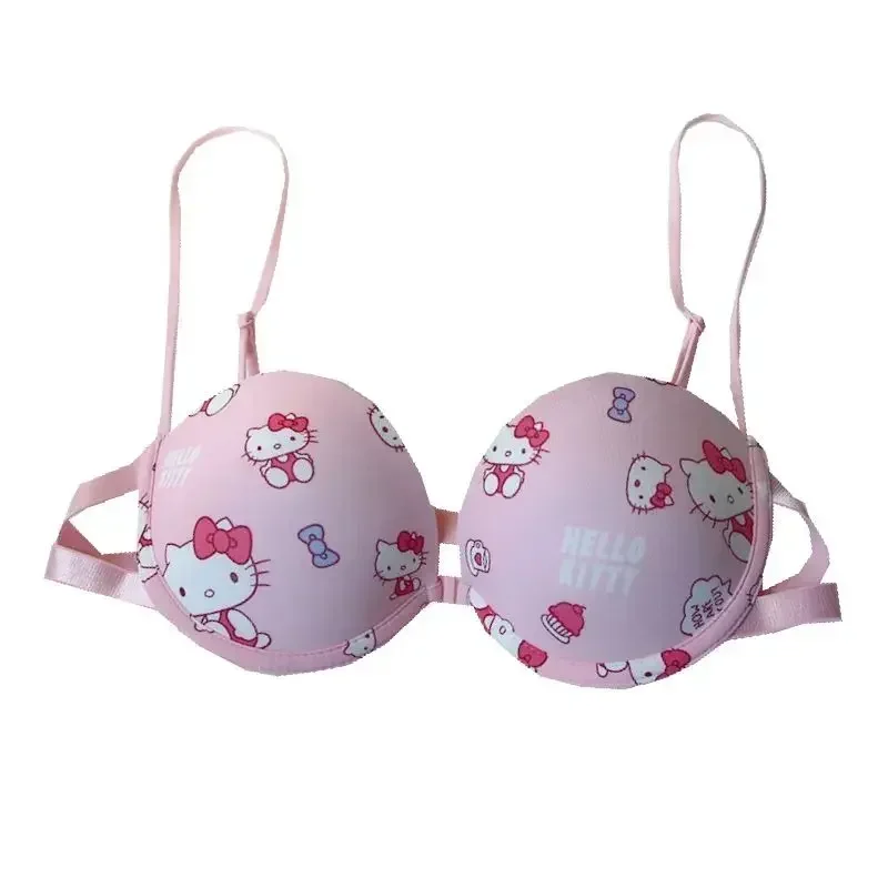 Hello Kitty girl underwear women's pure lust Japanese style simple push-up breast reduction anti-sagging bra shaped thin cup