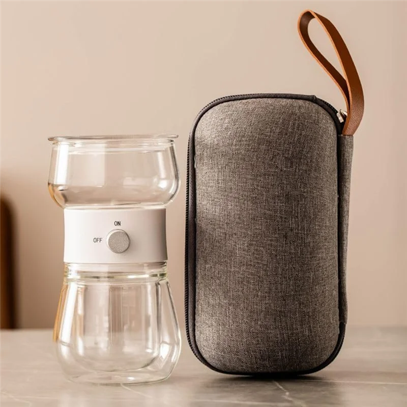 PORK-240Ml Glass Tea Pot Set With One-Key Separation, Stainless Steel Filter And Travel Tea Infuser,Ideal For Steaming Tea