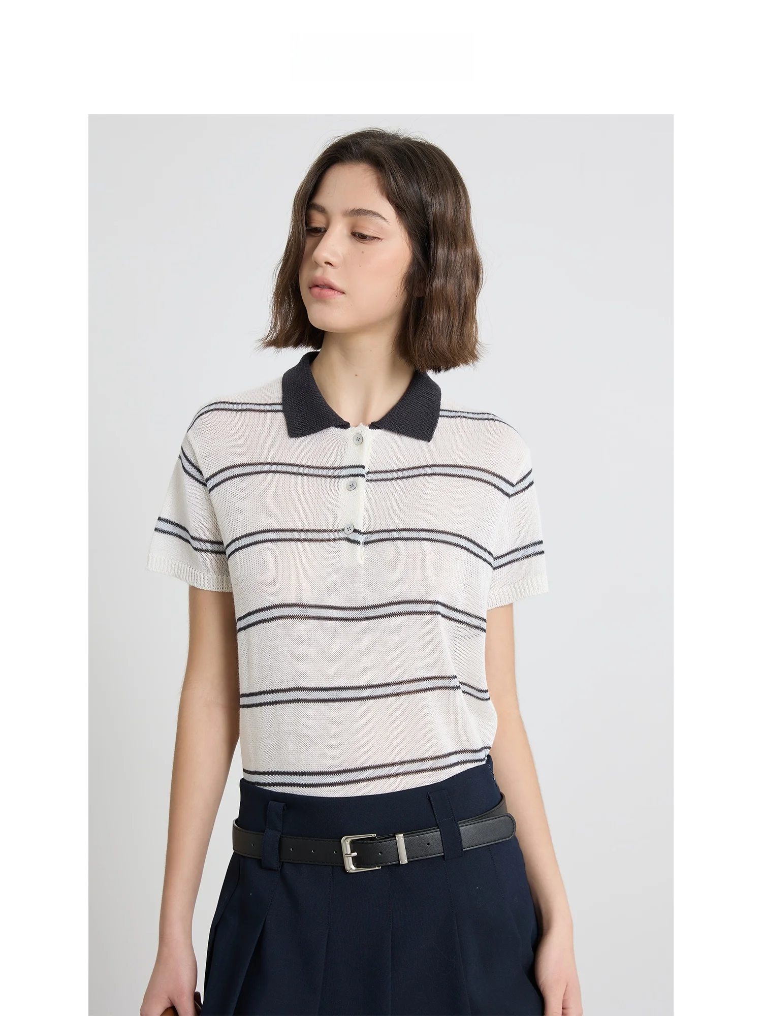 

Вязаный джемпер Gansen из шерстяной смеси с коротким рукавом, в стиле ретро, с полосками и цветовыми блоками, художественный стиль, повседневная одежда, прямой крой