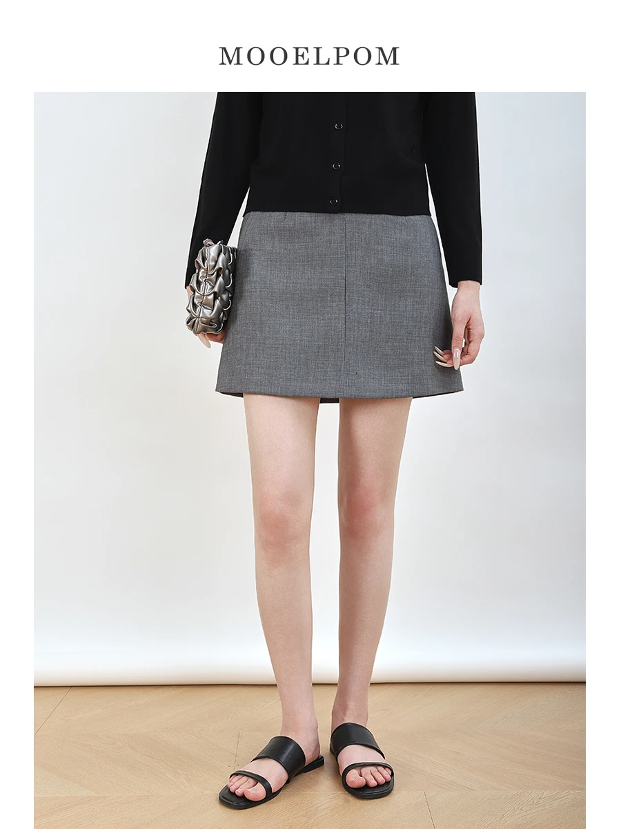 

Весна 2026: Повседневная женская юбка А-силуэта с высокой талией, не мнущаяся, универсальный стиль для офиса, из смесовой полиэстеровой ткани