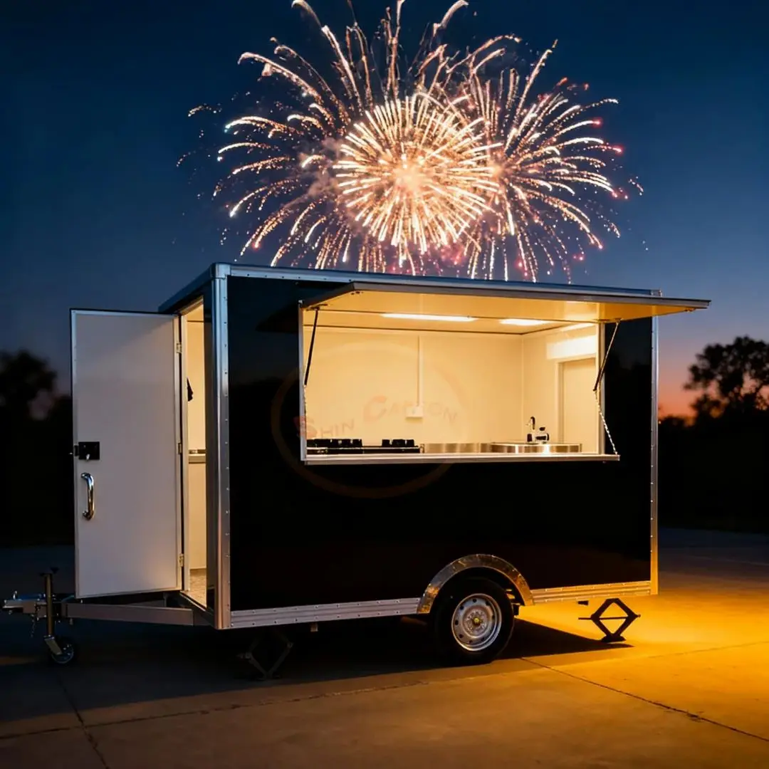 High-Capacity Square Food Vending Trailer Outdoor Mobile Kitchen for Markets And Festivals