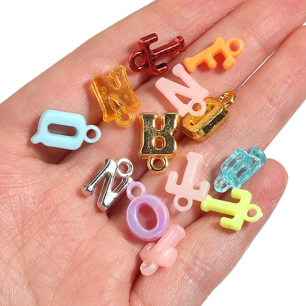 100 Stück/Set Bunte ABS-Buchstabenperlen für Schmuckherstellung, DIY-Armband, Halskette, Ohrringe, Anhänger, Zubehör – Detail 5