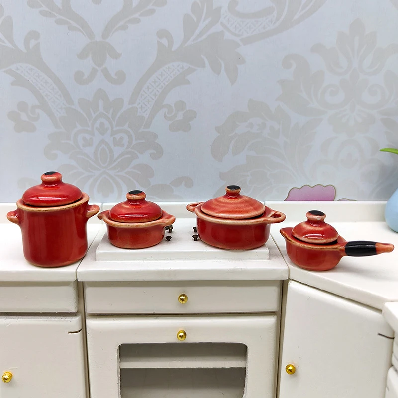 Dollhouse Miniature Kitchen Furniture Mini Simulated stockpots/Casserole Wok/Soup Pot Model Doll House Decoration Accessories