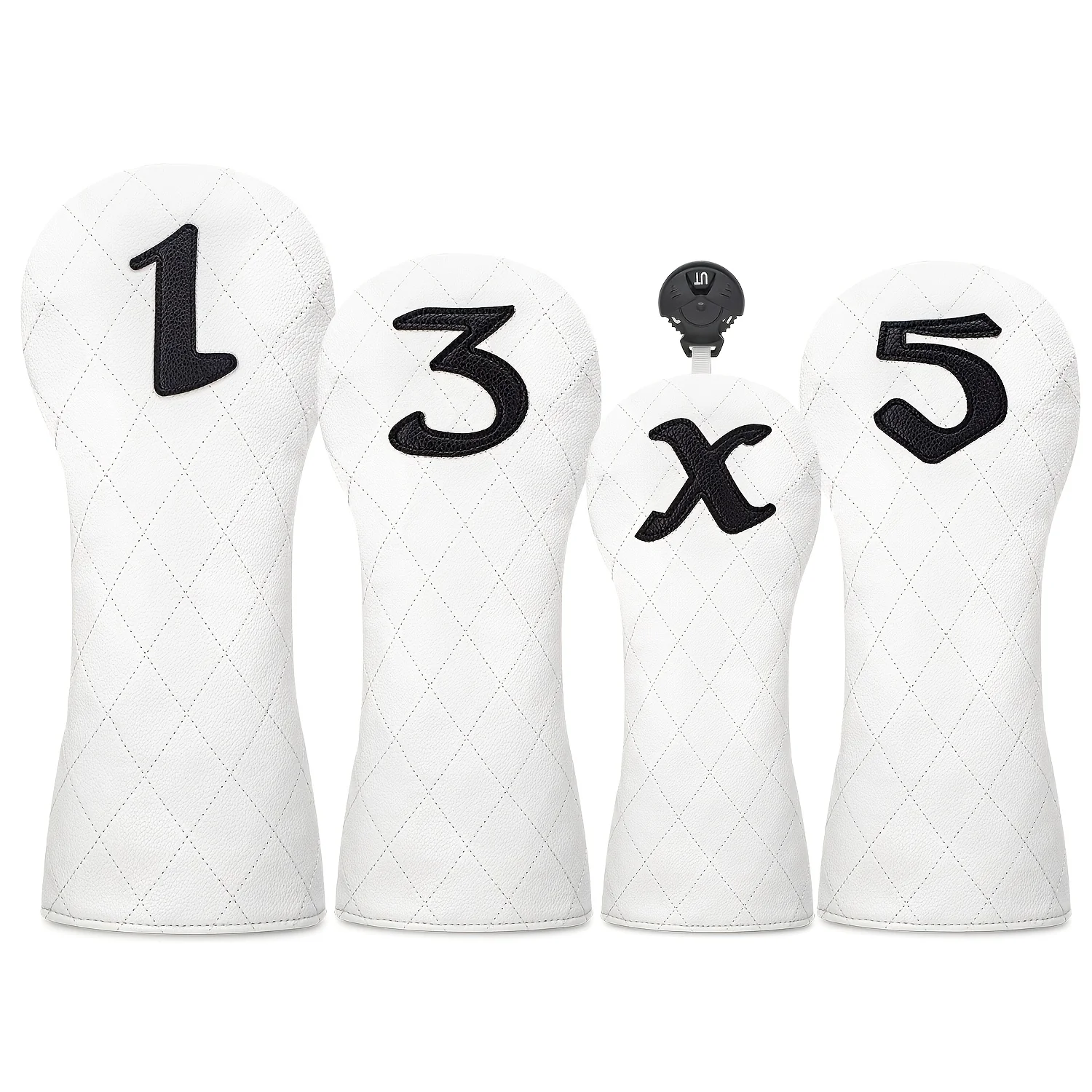 1/4pcs Minimalist Digital Design Golf Club Head Covers, Suitable for Drivers, Fairway Woods, Hybrids — Golf Head Covers