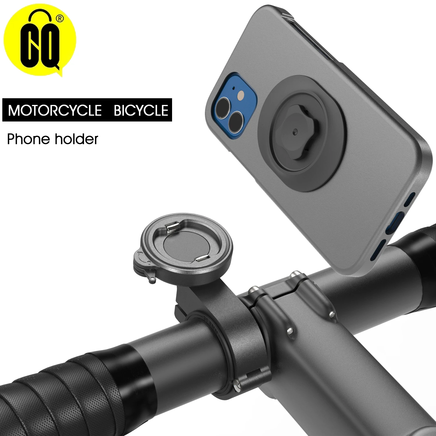 

Universal Aluminum Bike/Motorcycle Phone Mount - with Most Bikes and Motorcycles, Handlebar Clamp for iPhone Navigation (Black)