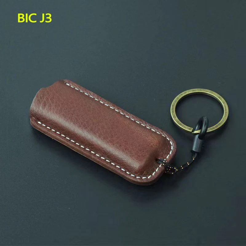 Classic Multicolor Portable Keychain Leather Holster Explosion-Proof Gas Lighter Protect Box For Bic J3 Lighters Case Man Gift