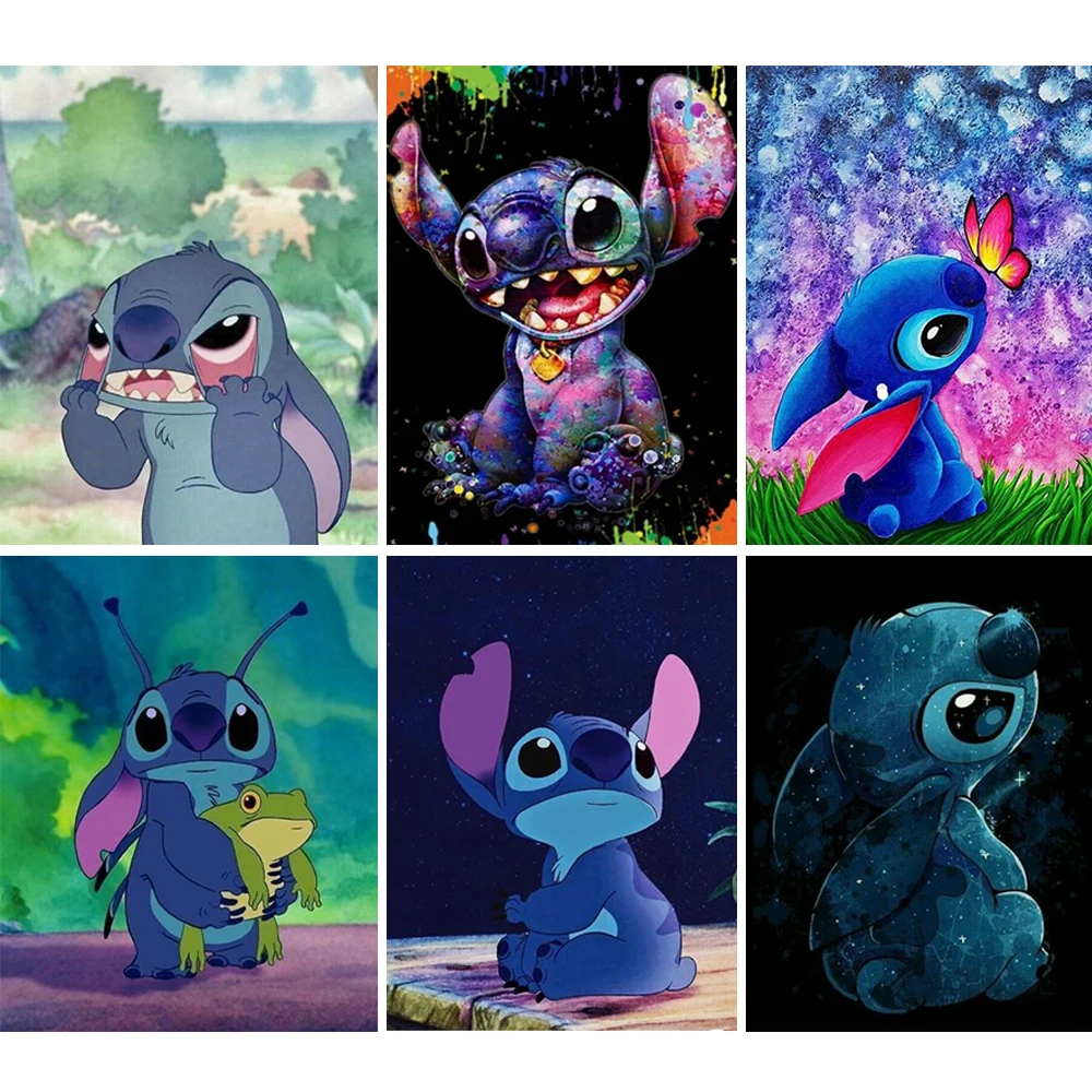 Lilo & Stitch Diamond Painting 5D Disney Diamond Mosaic Cartoon Blue Alien Dog Rhinestone Picture Full Drill Home Decor