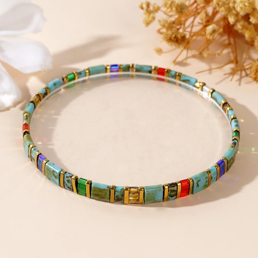 Multicolor Tila Bracelet Jewelry Vintage Tila Beads Handmade Bracelets for Women Fall Winter Gift Adjustable Pulsera Accessories
