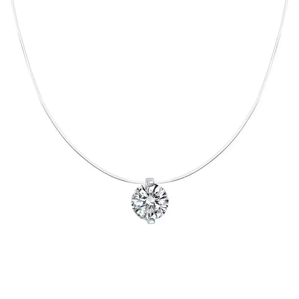 

Withered S925 Sterling Silver Necklace 12 Birthstone Invisible Fishing Line Versatile Collarbone Chain