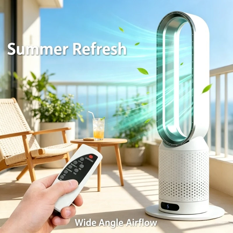 2026 Power Efficient Bladeless Tower Fan Air Purifying Circulator Low Noise Ventilation Device For Household And Dorm Use