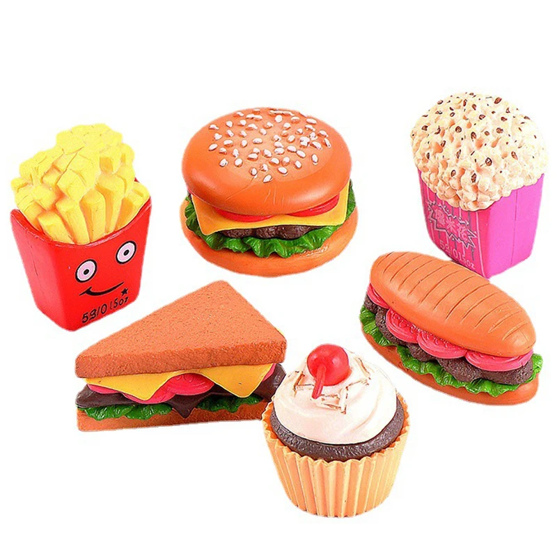 6PCS Simulation Food Hamburg French Fries Mini Figurine Fairy Garden Cartoon Character Statue Model Resin Craft Toys Ornaments