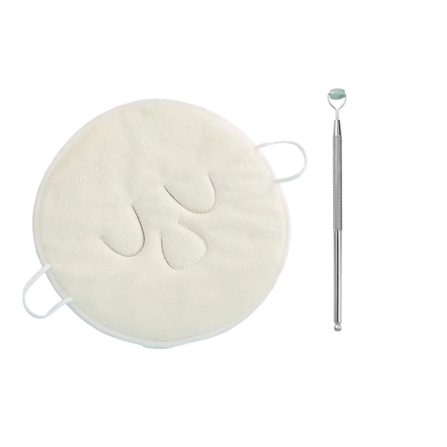 2 قطعة مجموعة أدوات العناية لرفع الوجه وشد الوجه المفتوحة المسام ترطيب منشفة ضغط ساخنة/باردة ومدلك العين الدوارة اليشم #5