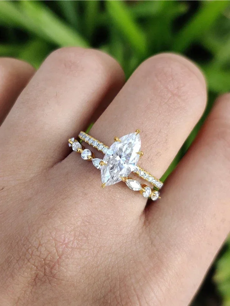 925 Sterling Silver Simple Classic 2-Carat Horse Eye Zircon Ring For Women Engagement Wedding Luxury High Quality Fine Jewelry