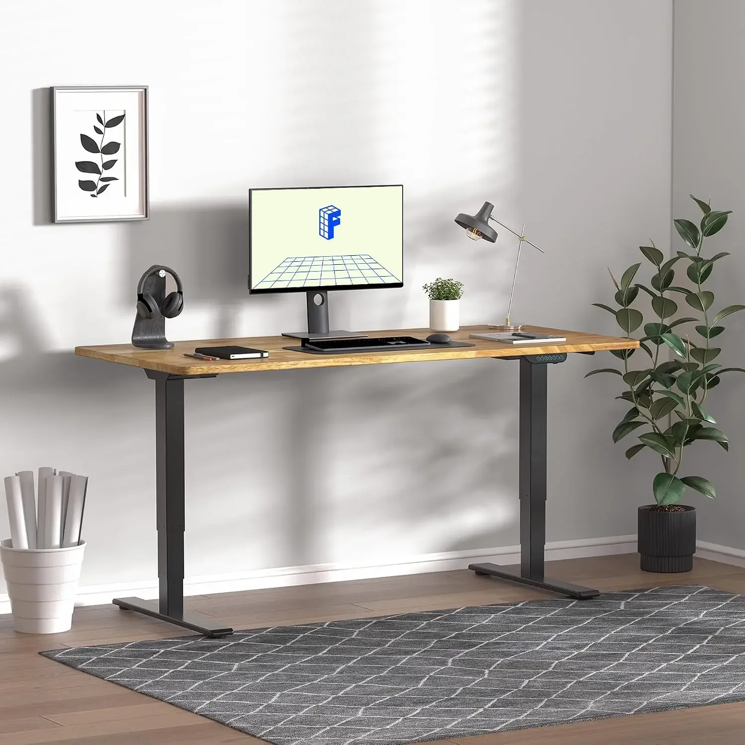 E6 MAX Solid Wood Dual Motor 48x24 Inch 3-Stage Heavy Duty Standing Desk, 330lbs Weight Capacity, Height Adjustable Desk