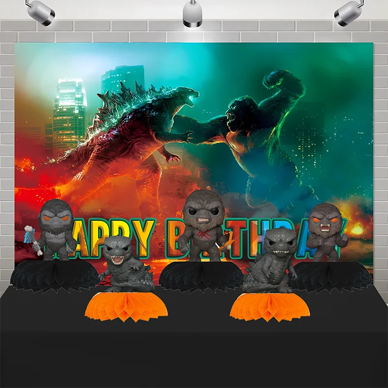 5pcs King Kong tema a nido d\'ape festa di compleanno del fumetto Desktop decorazioni per feste a nido d\'ape forniture regali per bambini Baby Shower