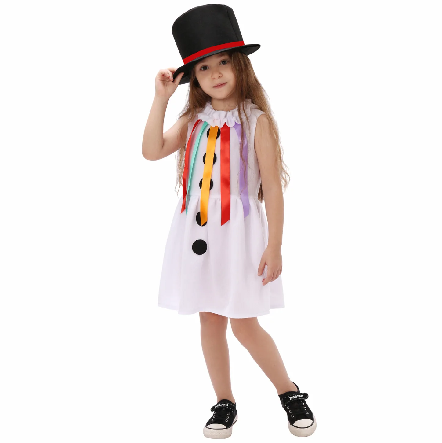 عيد الميلاد الشتاء ثلج بلا أكمام منامة زي للأطفال الفتيات تأثيري أداء الزي مهرجان حزب اللباس البدلة