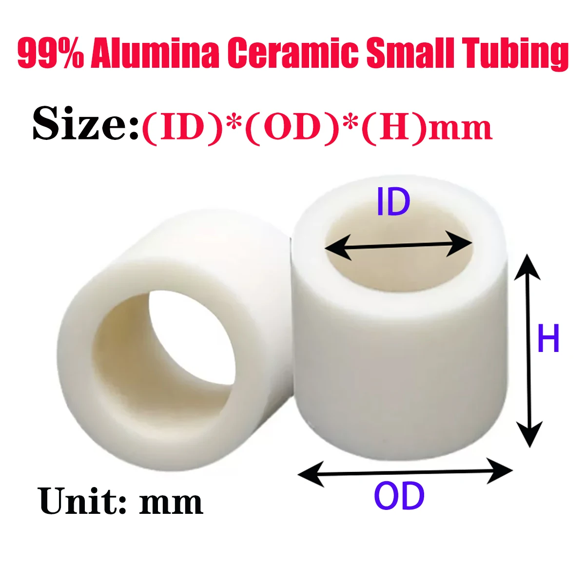 99% Alumina Ceramic Tube, Single-hole Ceramic Tube, 20mm Length Hollow Insulating Ceramic Bushing, Thermocouple Protection Tube
