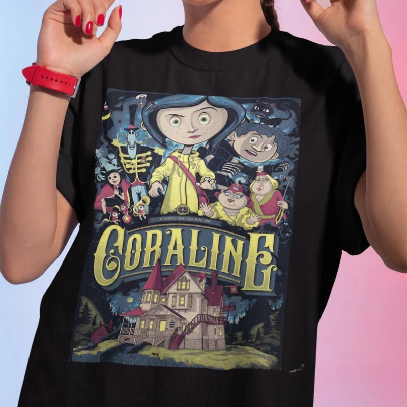 Coraline Best Design for Coraline Movie T-Shirt Coraline Movie Cartoon Shirt Aesthetic Clothes Printt Shirts Aesthetic Clothes