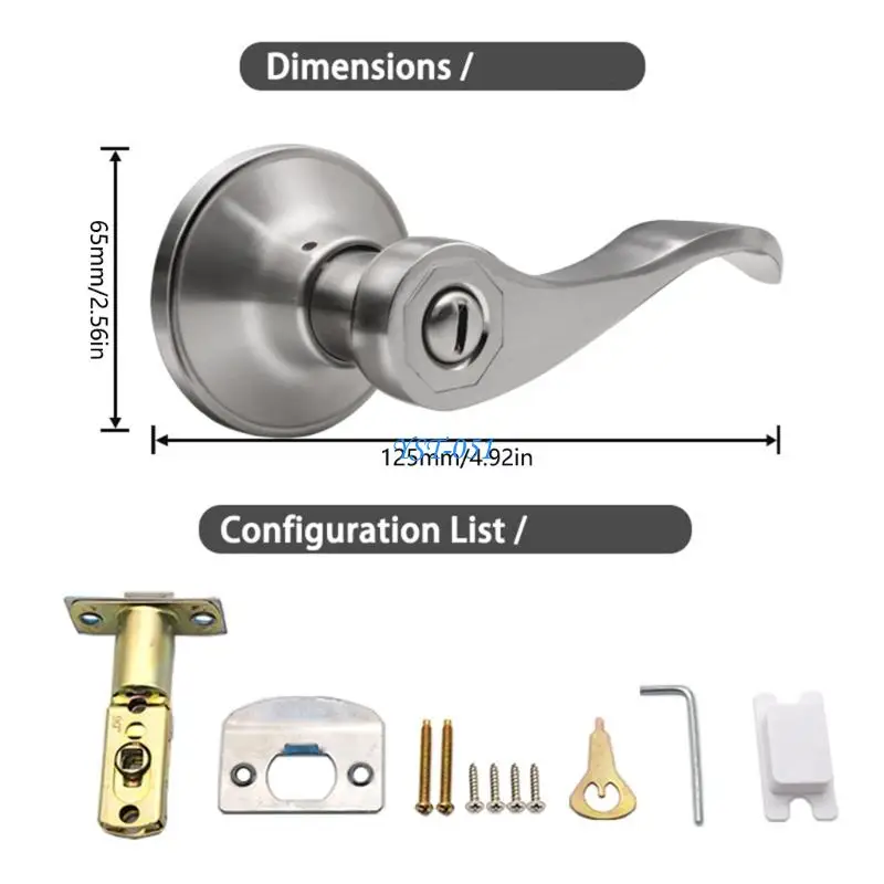 E15A Modern Metal Lever Lock Set with Interchangeable Handles Smooth Surfaces Reversible Door Lever Lock Upgrades for Homes