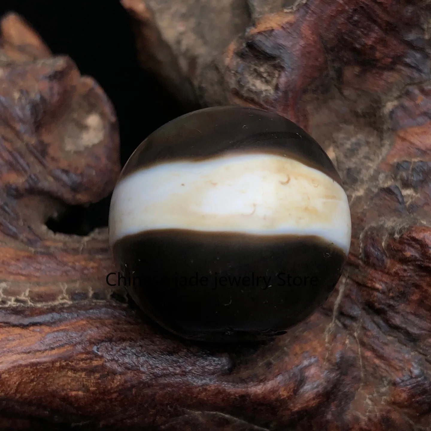 Rare Tibetan Buddhism Agate 1 Line Totem Dzi Bead Amulet Necklace Pendant G693