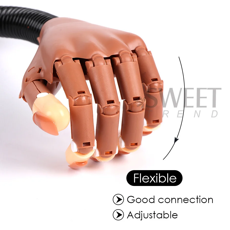 Practice Hand For Acrylic Nails Training Adjustable Movable Tools With Replaceable Nail Tips DIY Flexible Model Finger Manicure