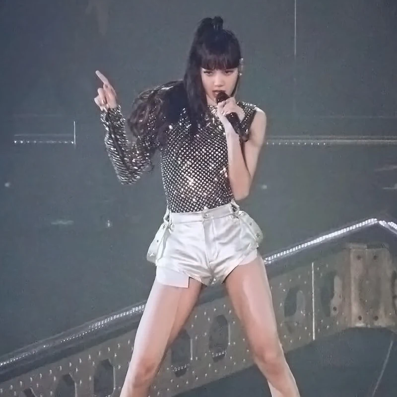 Sexy Silver Short Pants Performance Outfit for Women's Group Stage Show Kpop Dance Clothing Jazz Style Polyester Fabric