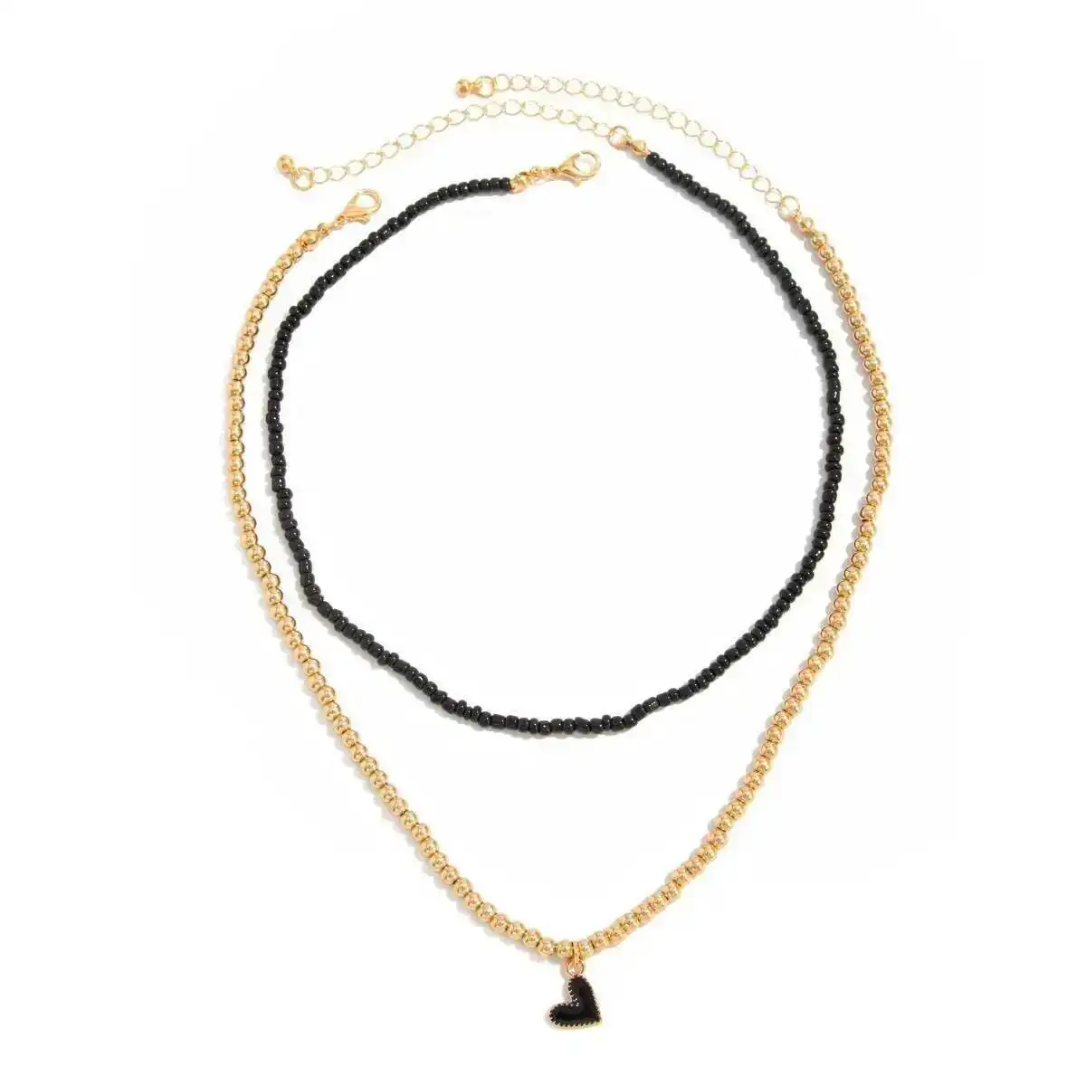 2개 세트 트렌디 Y2K 하트 펜던트 초커 목걸이 여성 보헤미안 CCB 비즈 쇄골 체인 정교한 파티 주얼리