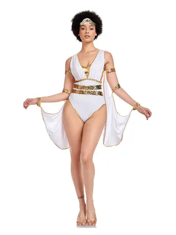 Women Ancient Roman Greek Goddes Costume Egypt Cleopatra Adult Cosplay Halloween Fancy Party Dress