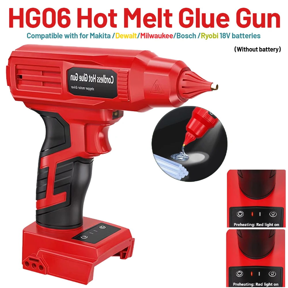 NEW Cordless Hot Melt Glue Gun For Makita/DEWALT/Bosch/Milwaukee/Ryobi 18V 20V Battery Electric Repair Tool