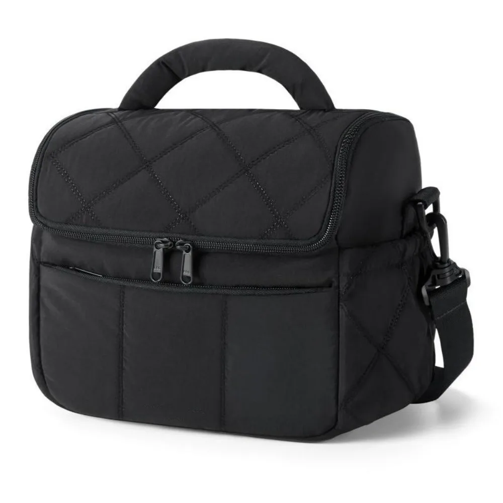 

Портативная стеганая термосумка-холодильник для обедов, водонепроницаемая, с защитой от протеканий, со съемным ремнем, для хранения еды в школе