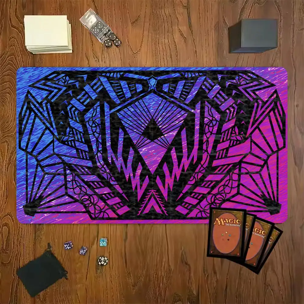 Purple Black Geometric Diamond TCG Playmat 35X60CM Magic Card Battle Mat Non-Slip Durable Stitched Edge Tabletop Playmat