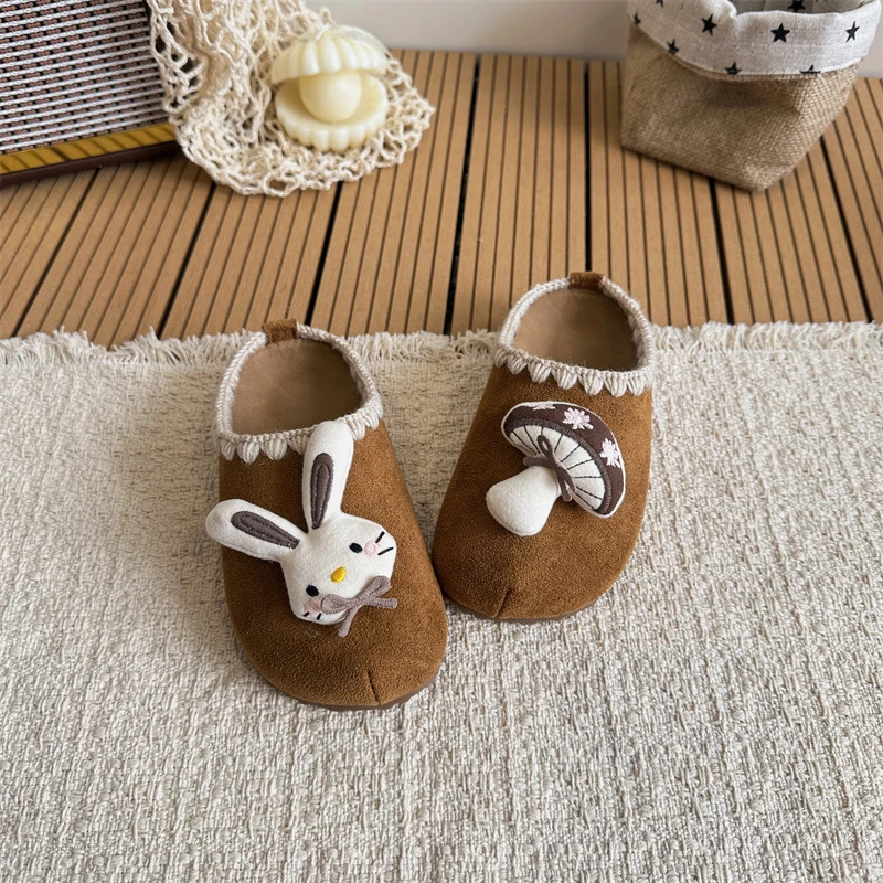 

Детские и женские домашние тапочки 2026: милые мультяшные кролики, хлопок, мягкие, удобные, нескользящие, на толстой подошве, для дома, весна