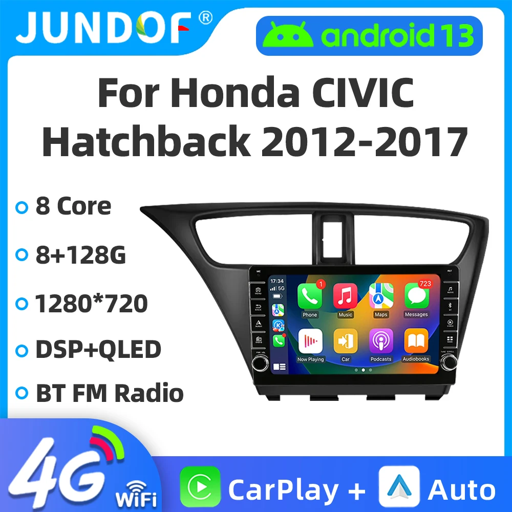 

2Din Carplay For Honda CIVIC Hatchback 2012-2017 4G Android 11 Car Stereo Radio Multimedia Video Player Navigation GPS Head Unit