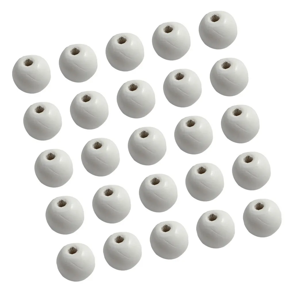 

100Pcs Natural Wooden Beads Round Spacer Beads 25Mm 6Mm Hole DIY Jewelry Making Craft Supplies Keyring Bracelet Accessories