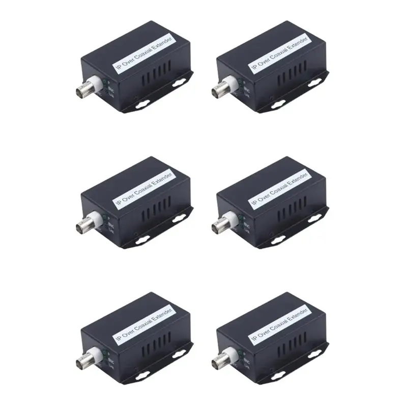 

【THANKSGIVING DAY】6Pcs Ethernet IP Extender Over Coax HD Network Kit Eoc Coaxial Cable Transmission Extender For Security CCTV C