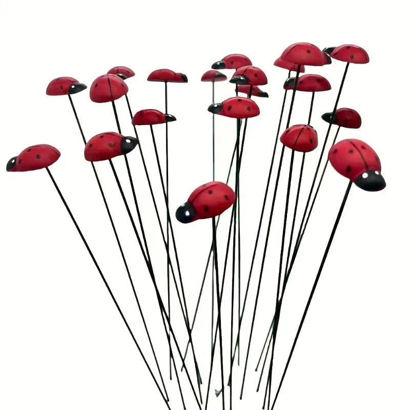 20pcs Bee & Ladybug Resin Stake Decorations Modern Floor-Mounted Garden Plugs for Outdoor Flower Beds Lawn Paths Potted Plants