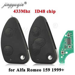 jingyuqin 433MHZ ID48 Chip Remote Car Key Combo Flip Fob 2/3 Button SIP22 Blade for Alfa Romeo 147 156 166 GT 159 1999-2008