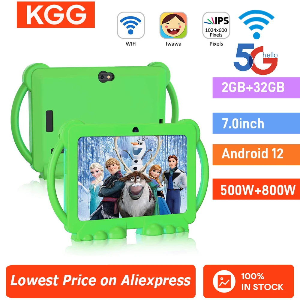 Детский планшет, 2 + 32 ГБ ПЗУ, детский чехол, 5G, Wi-Fi, Google, обучение, обучающая игрушка, планшет, Android 12, 3000 мАч, двойная камера