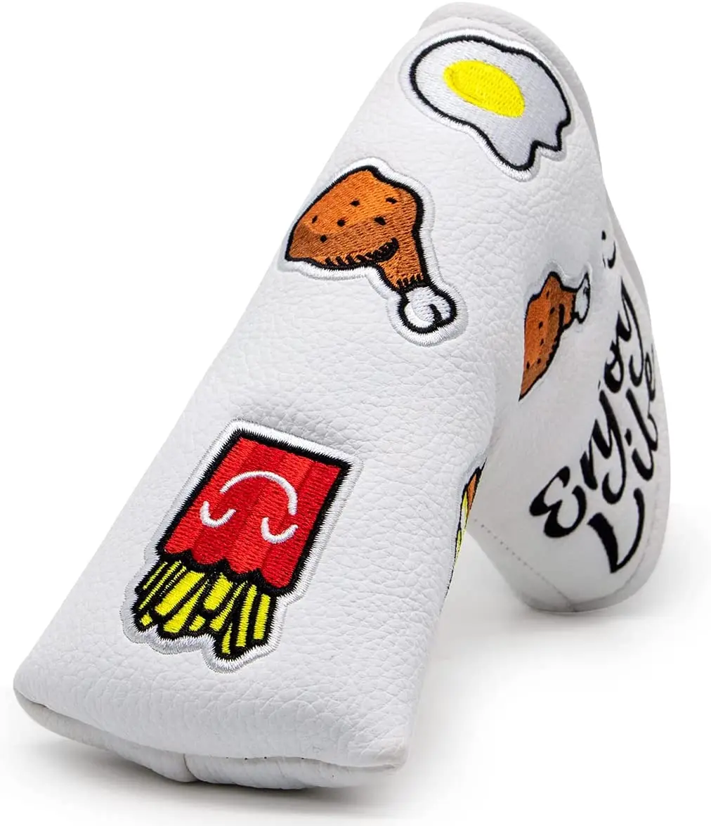 

Golf Golf Putter Head Cover Magnetic Blade Putter Headcover Hamburger Embroidery Golf Club Cover fits for All brand