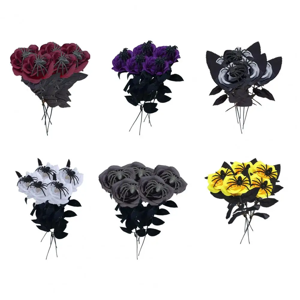 Party Decorations Halloween Artificial Flowers Set for Haunted House Decor Realistic Spider Silk Flower Figurines Holiday Party