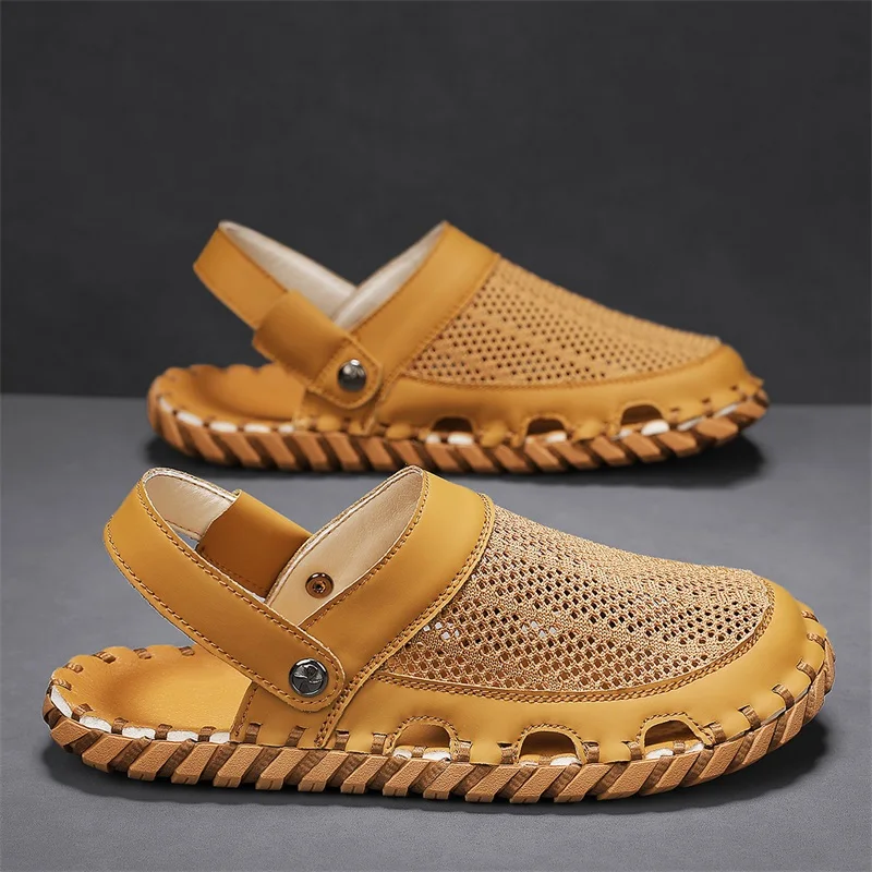 CYYTL Shoes Sandals Men Slippers Summer Beach Breathable Hiking Outdoor Leather Fashion Fisherman Designer Luxury Close Toe Flat