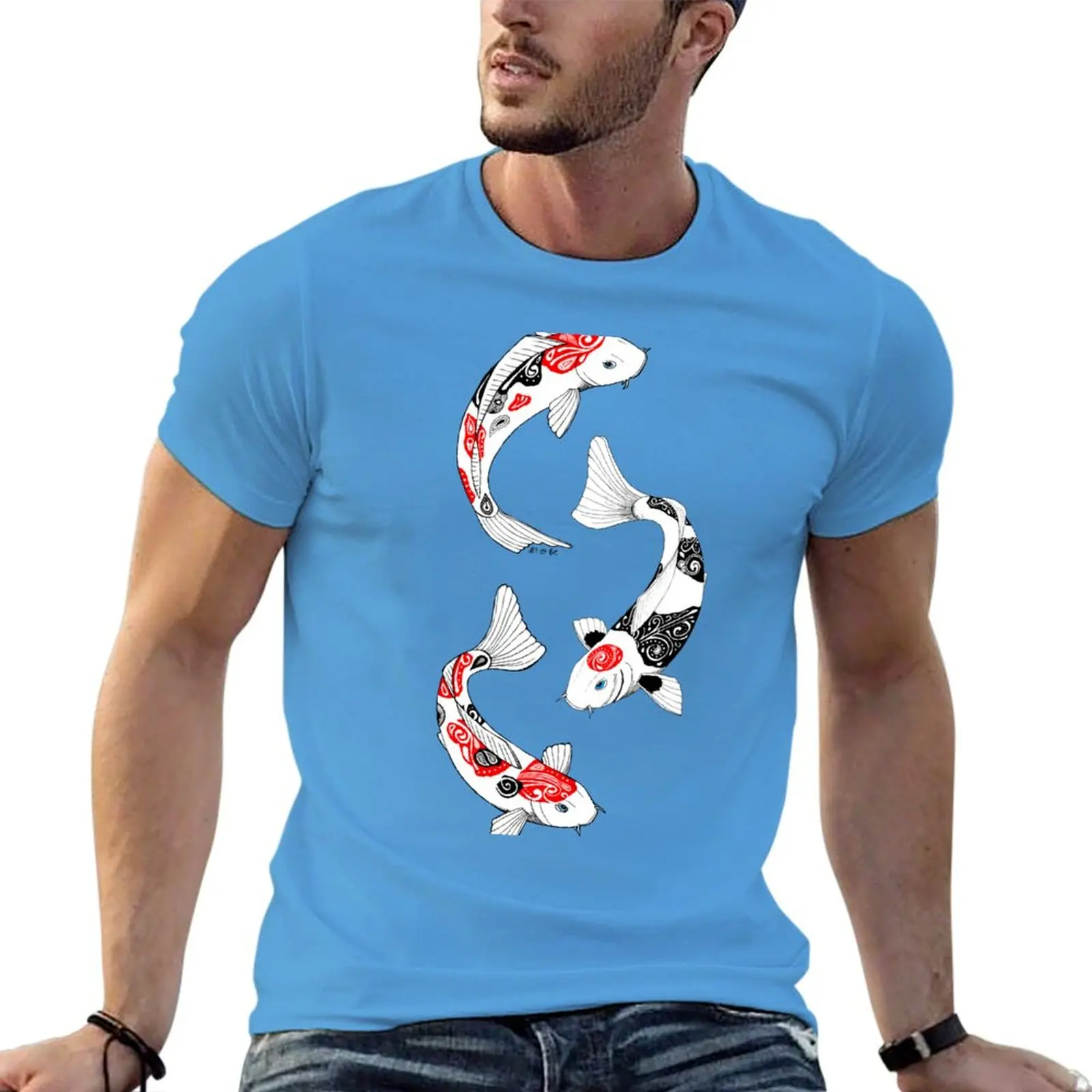 

Fish carp koi (3) T-shirt tees for a boy plus size tops summer clothes mens t shirts pack