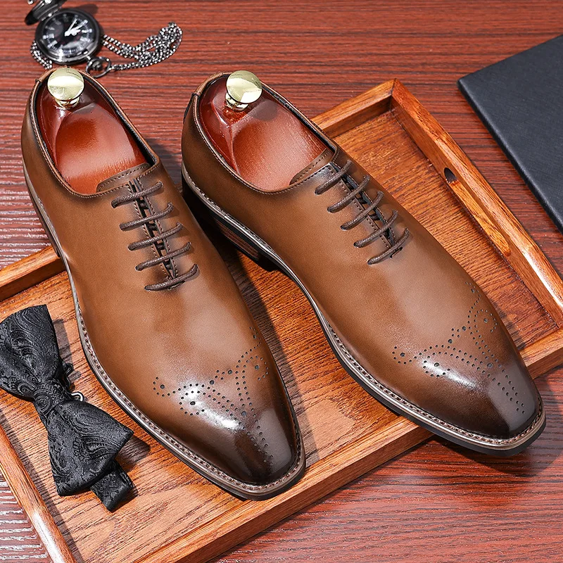 

Men's leather shoes, business leather shoes, comfortable and breathable, large-sized suits, British-style dress shoes