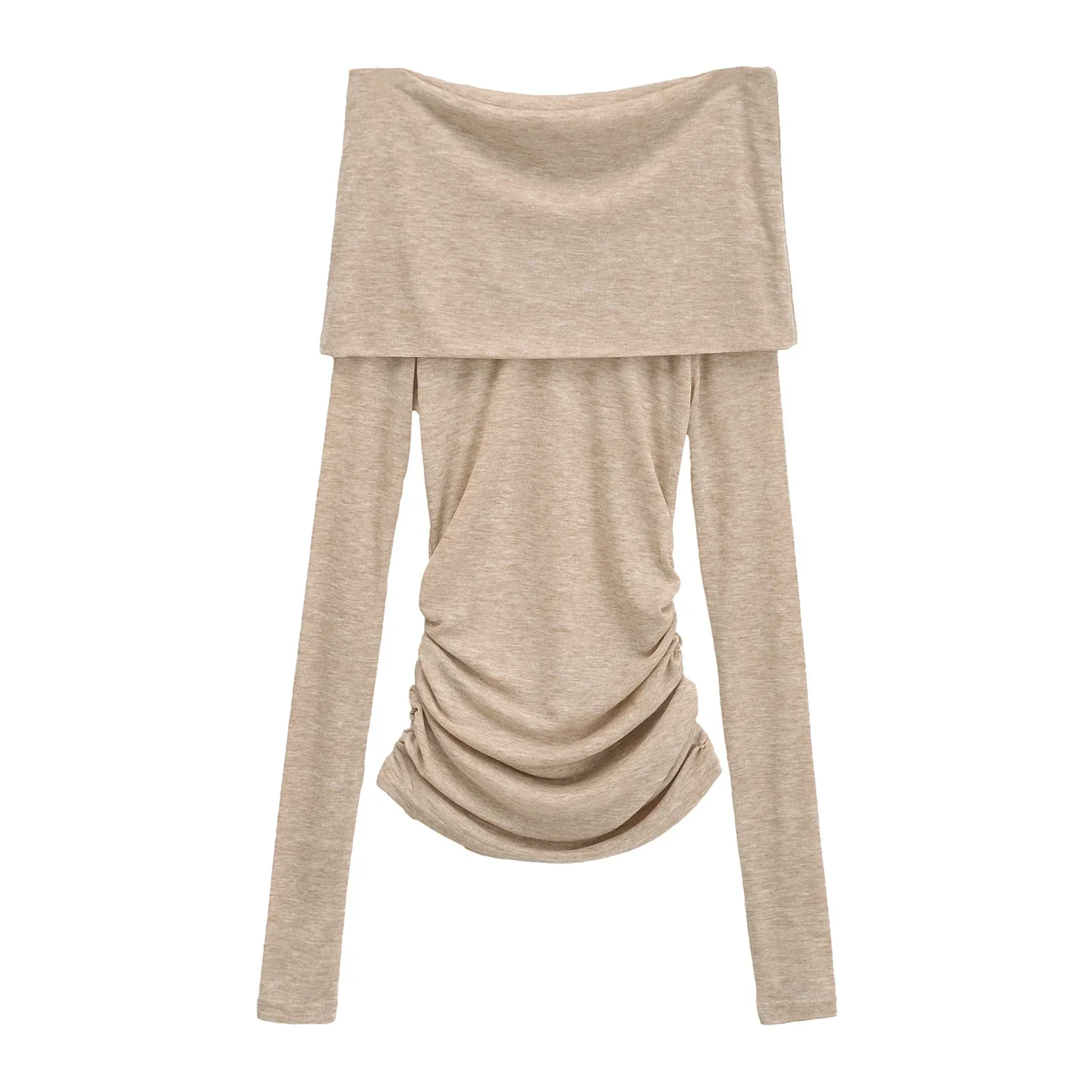 

Vintage long sleeve tops woman 2024 Summer off shoulder shirts for women slash neck sexy shirts blouses black ruched top mujer