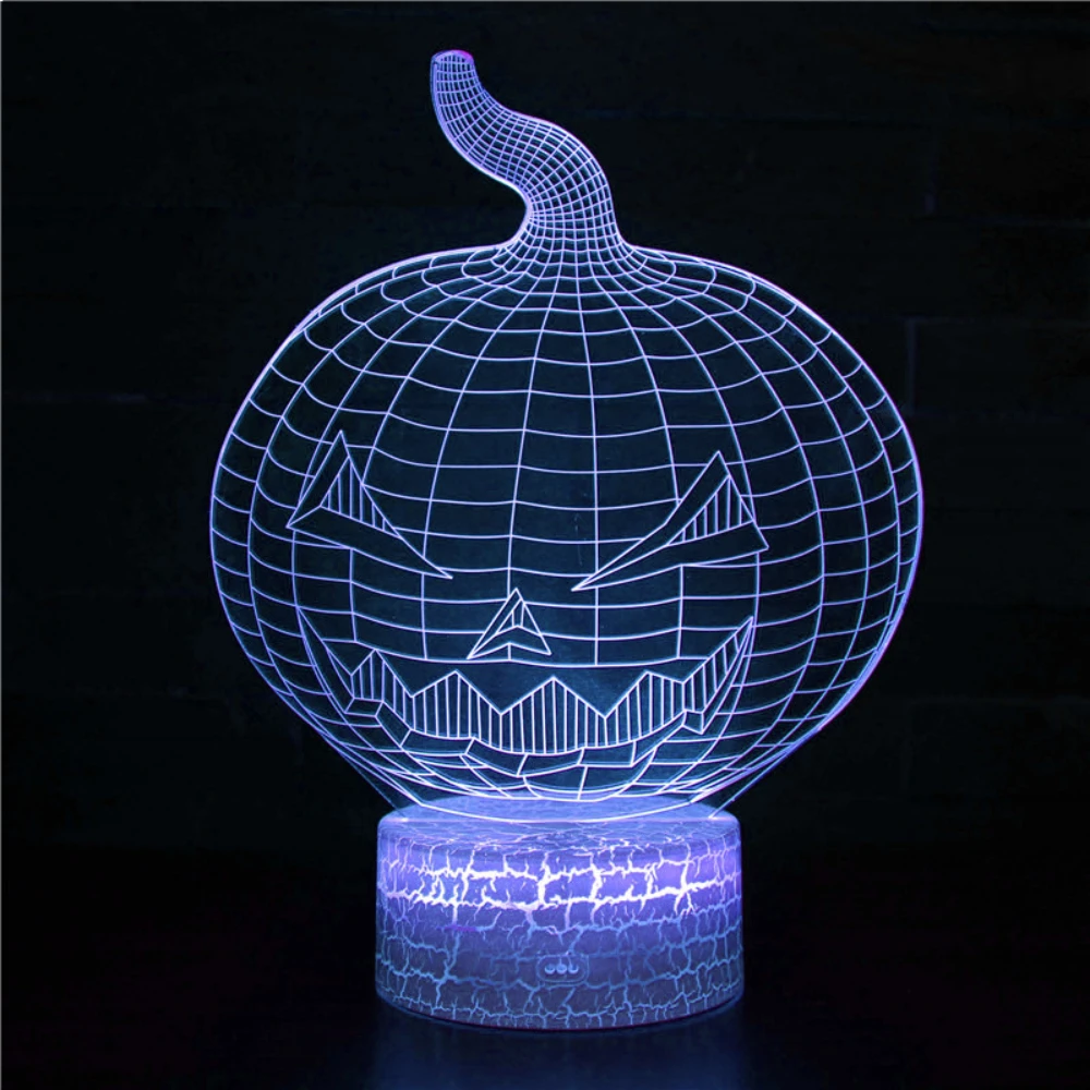 Nighdn-luces nocturnas decorativas para Halloween, lámpara Led USB 3D de calabaza, 7 colores cambiantes, decoración para el hogar, habitación, Bar, regalo para Niños, Niñas